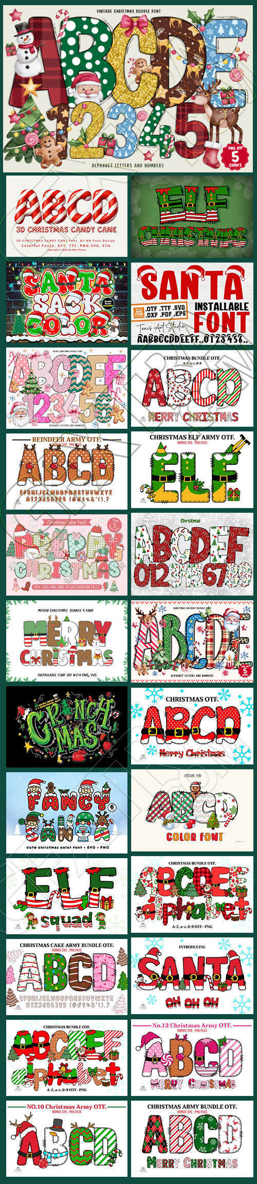 25 Colorful Christmas Decoration Fonts & Vector Elements 25 Colorful Christmas Decoration Fonts & Vector Elements