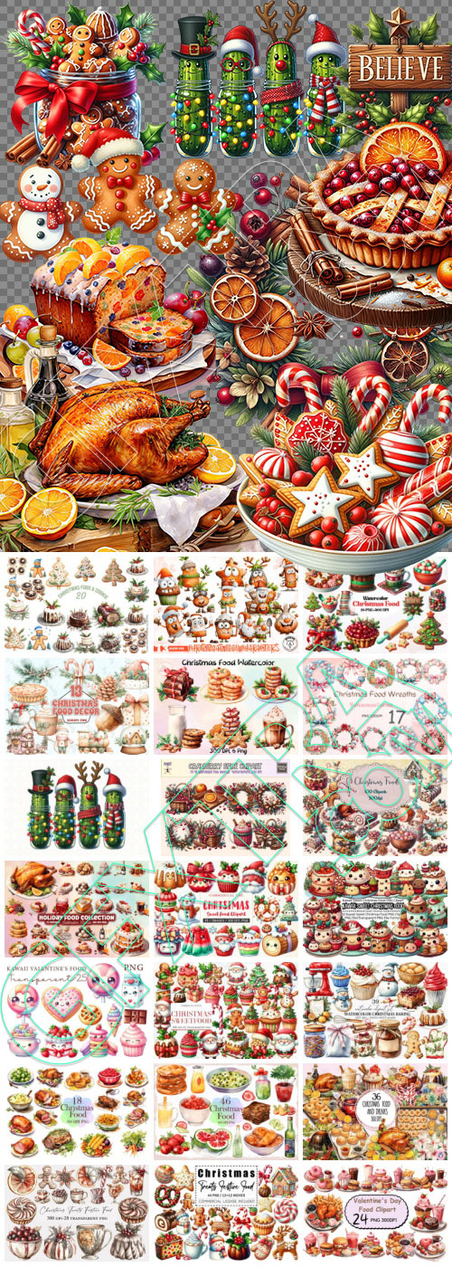 Christmas Food Graphics PNG Bundle 20 Sets Christmas Food Graphics PNG Bundle 20 Sets