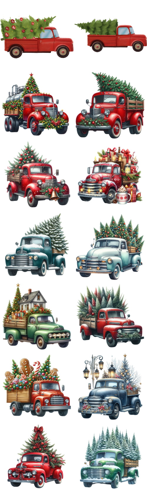 Vintage Truck Illustrations Carrying Christmas Trees 58xPNG Vintage Truck Illustrations Carrying Christmas Trees 58xPNG