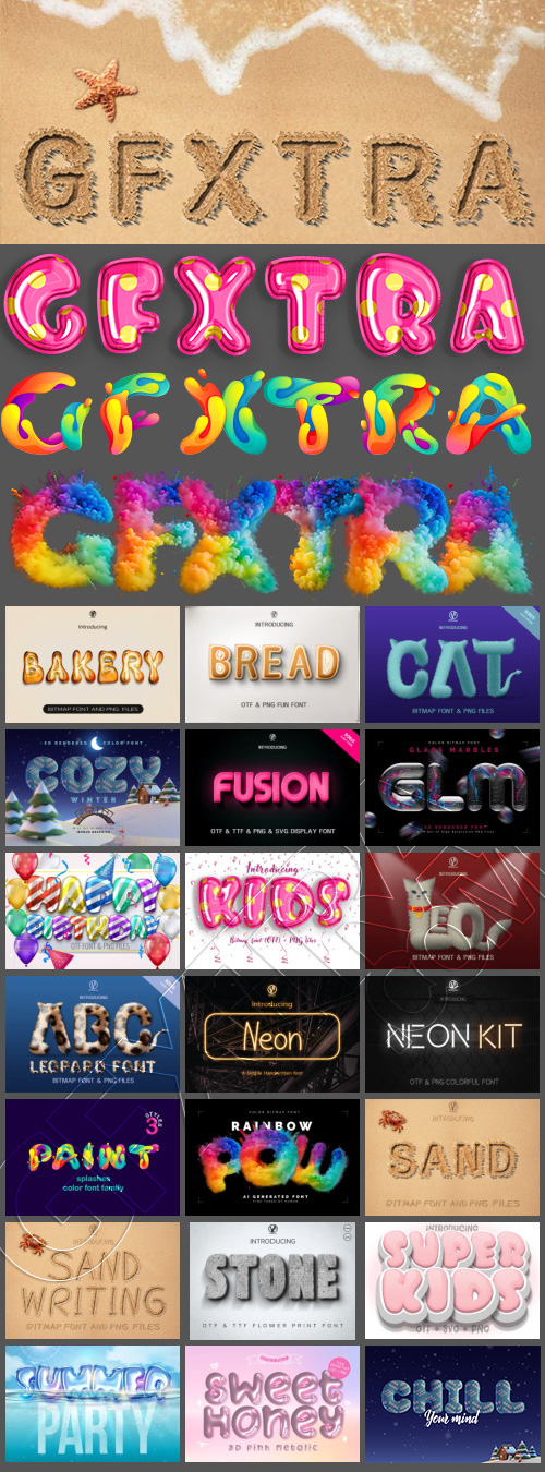 3D Bitmap, Color Fonts Collection OTF, AI & PNG GFXTRA.COM! 3D Bitmap, Color Fonts Collection OTF, AI & PNG GFXTRA.COM!