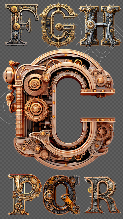 Steampunk Alphabet Sublimation 26xPNG Steampunk Alphabet Sublimation 26xPNG