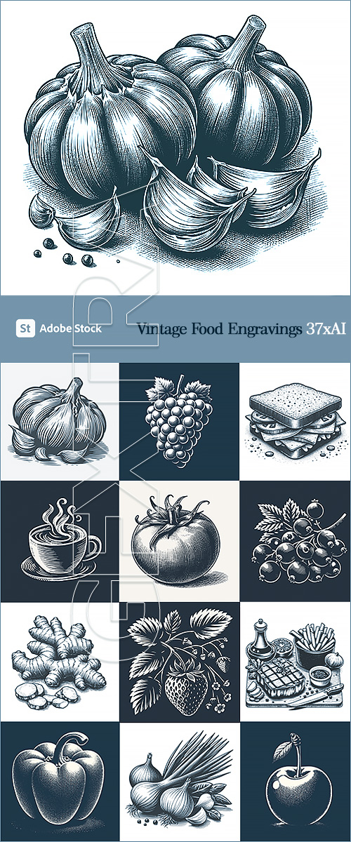 Vintage Food Engravings 37xAI Vintage Food Engravings 37xAI