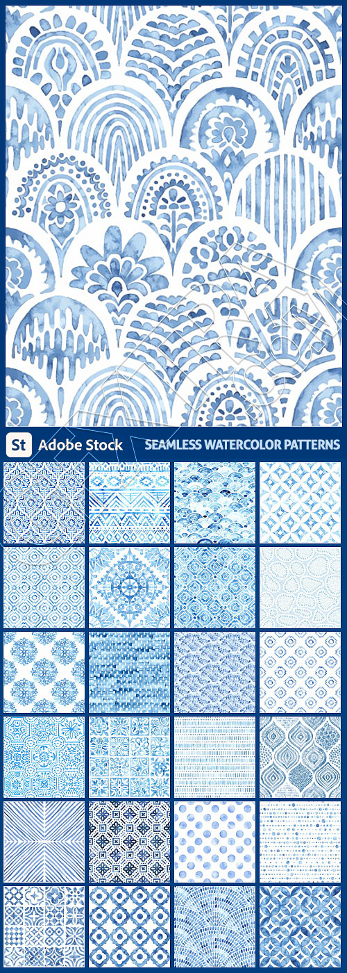 Seamless Watercolor Patterns for Textile 25xAI Seamless Watercolor Patterns for Textile 25xAI