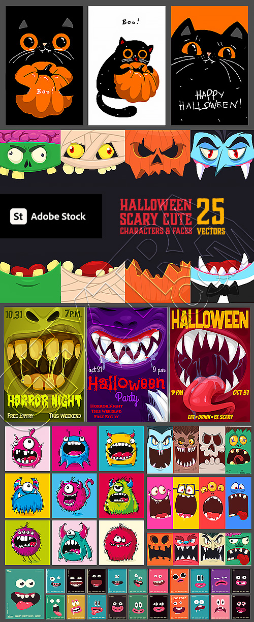 Halloween Scary Cute Characters & Faces 25xAI Halloween Scary Cute Characters & Faces 25xAI