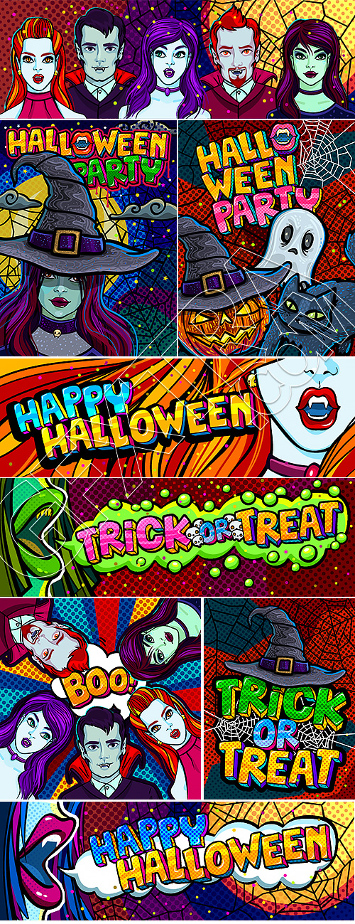 Halloween Banners & Posters Pop Art Style 15xAI Halloween Banners & Posters Pop Art Style 15xAI