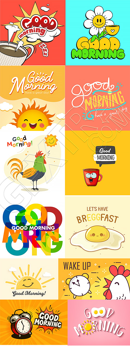 Goodmorning Cartoon Vector Illustrations 26xAI Goodmorning Cartoon Vector Illustrations 26xAI
