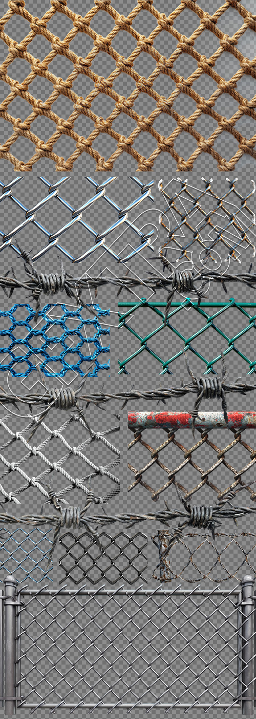 Fenced and Barbed Seamless Wire Textures 30xPNG Fenced and Barbed Seamless Wire Textures 30xPNG