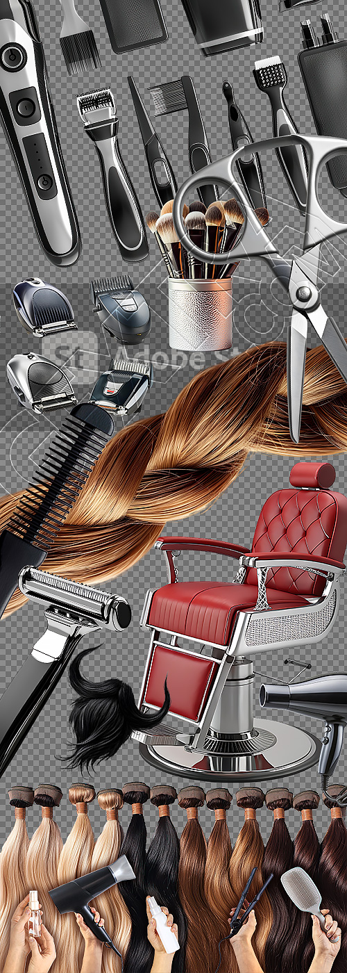 Hair Dresser Tools & Hairpieces 23xPNG Hair Dresser Tools & Hairpieces 23xPNG