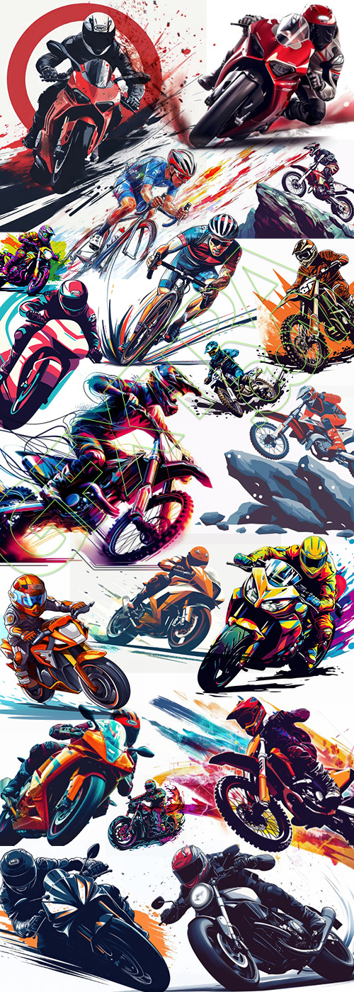 Speedy Motorbike Action Illustrations 19xAI Speedy Motorbike Action Illustrations 19xAI