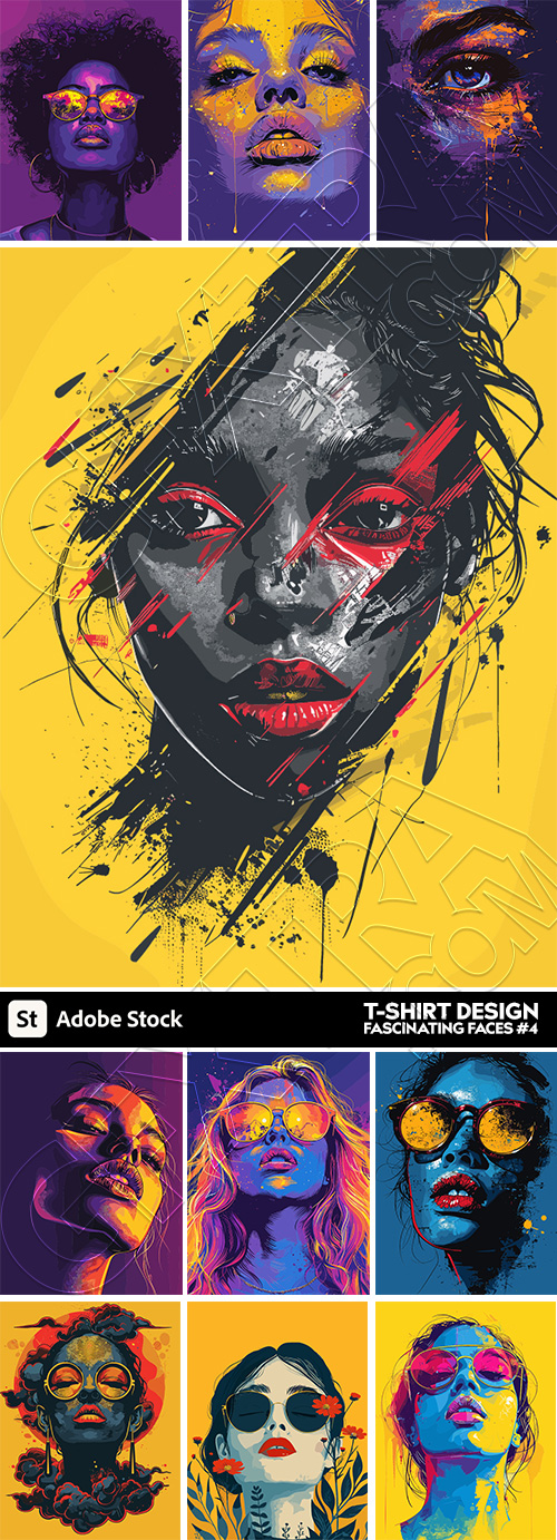 T-Shirt Design Fascinating Faces #4, 29xAI T-Shirt Design Fascinating Faces #4, 29xAI