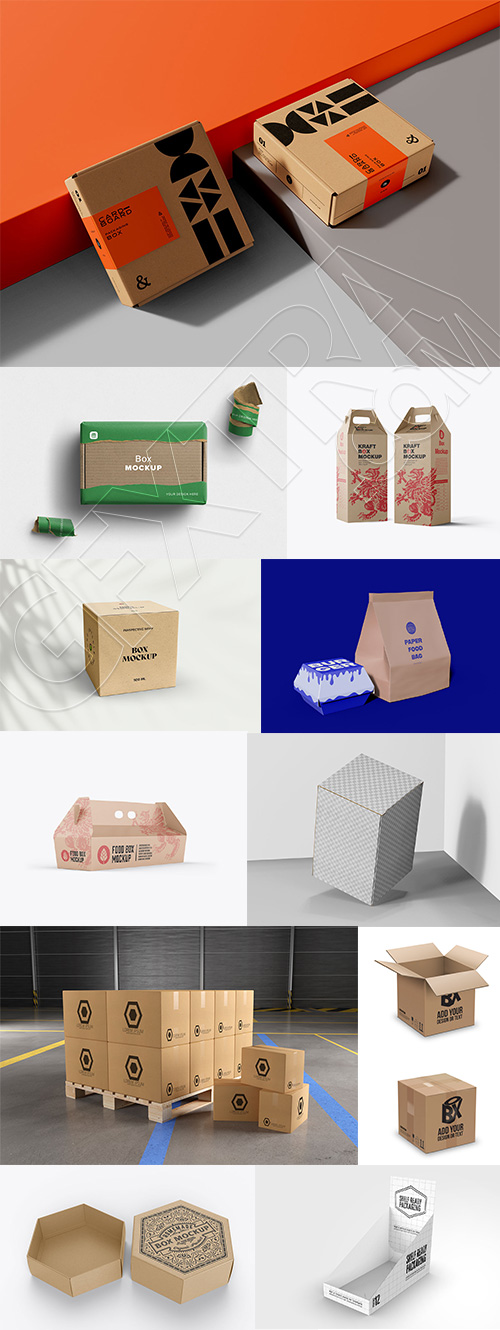 Kraft Box Mockups 16xPSDT Kraft Box Mockups 16xPSDT