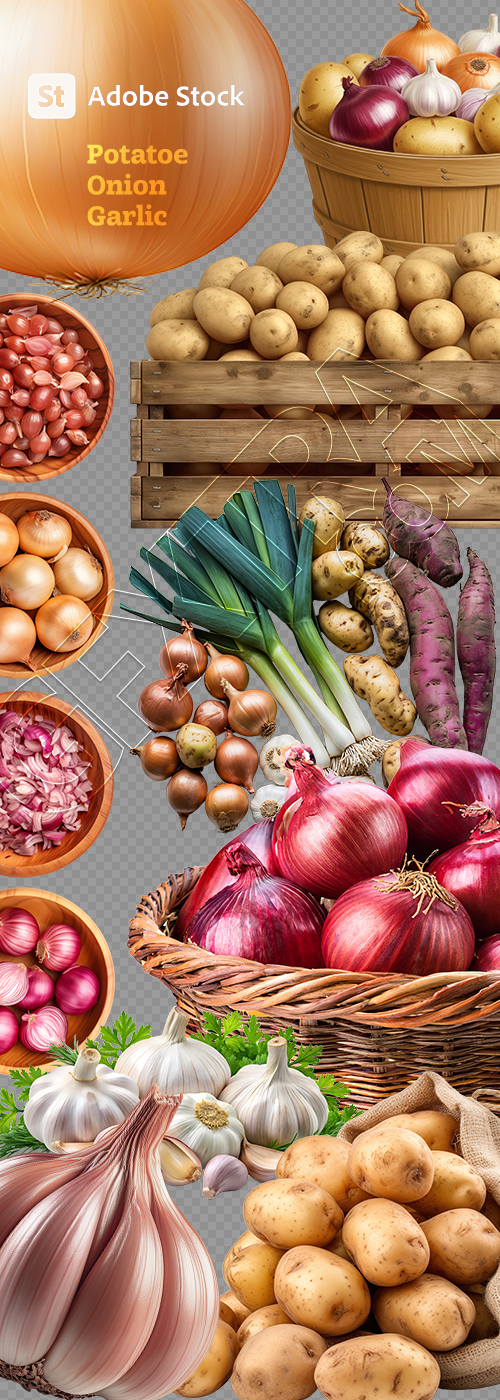 Potatoes, Onions & Garlic 25xPNG Potatoes, Onions & Garlic 25xPNG