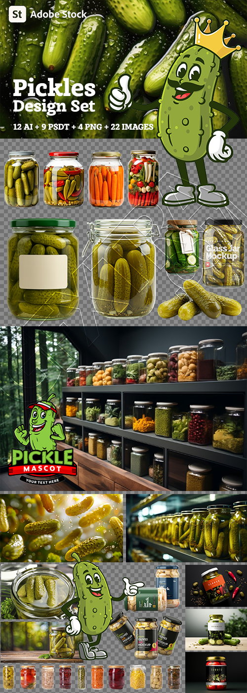 Pickles AI, JPEG, PNG & PSDT Design Set 47xElements Pickles AI, JPEG, PNG & PSDT Design Set 47xElements