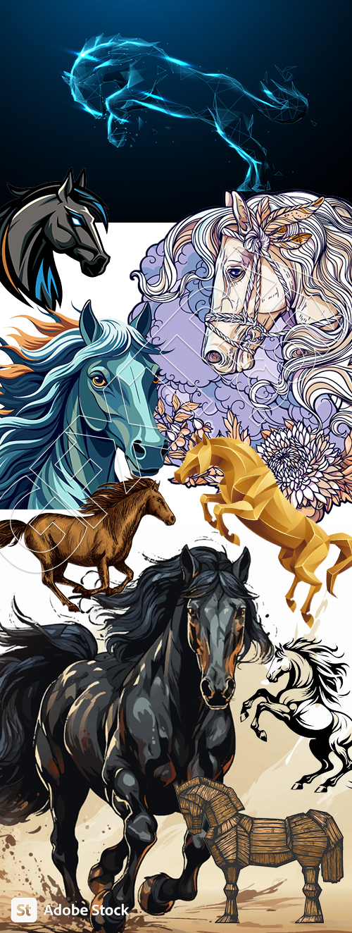 Horse Vector Art Illustrations #2, 28xAI Horse Vector Art Illustrations #2, 28xAI