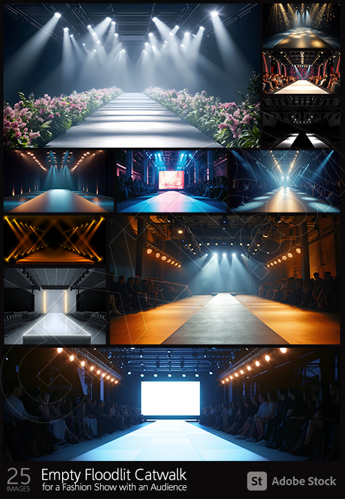 Empty Floodlit Catwalk for a Fashion Show 23xJPEG, 3xAI Empty Floodlit Catwalk for a Fashion Show 23xJPEG, 3xAI