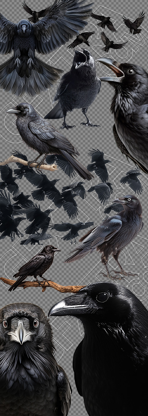 Raven & Crow - Intelligent Birds 27xPNG Raven & Crow - Intelligent Birds 27xPNG