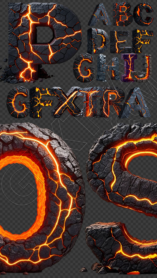 Lava Stone Letters 26xPNG Lava Stone Letters 26xPNG