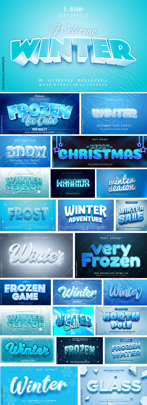 Winter, Ice & Snow Text Effects #1, 26xAI Winter, Ice & Snow Text Effects #1, 26xAI