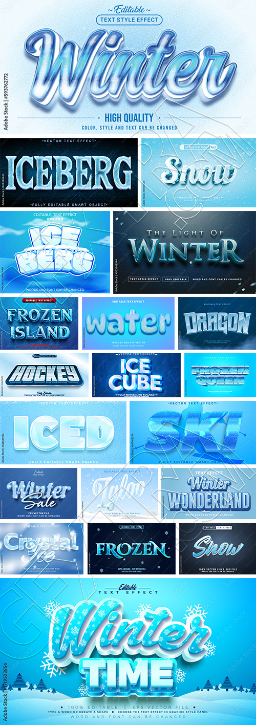 Winter, Ice & Snow Text Effects #2, 26xAI Winter, Ice & Snow Text Effects #2, 26xAI