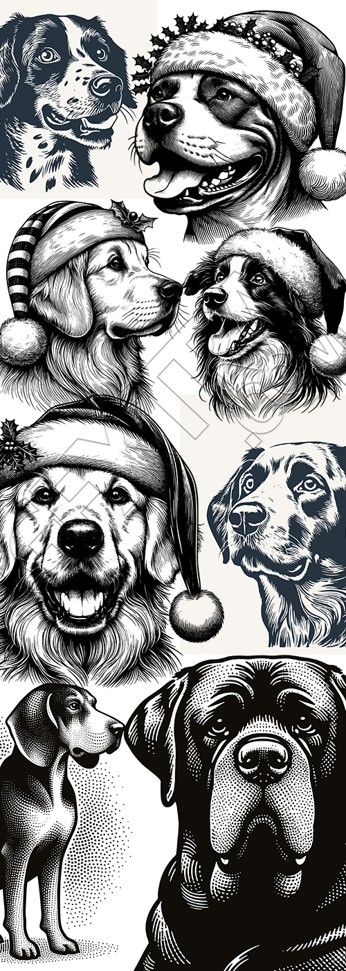 Hand Drawn Dog Vector Sketches #2, 25xAI Hand Drawn Dog Vector Sketches #2, 25xAI