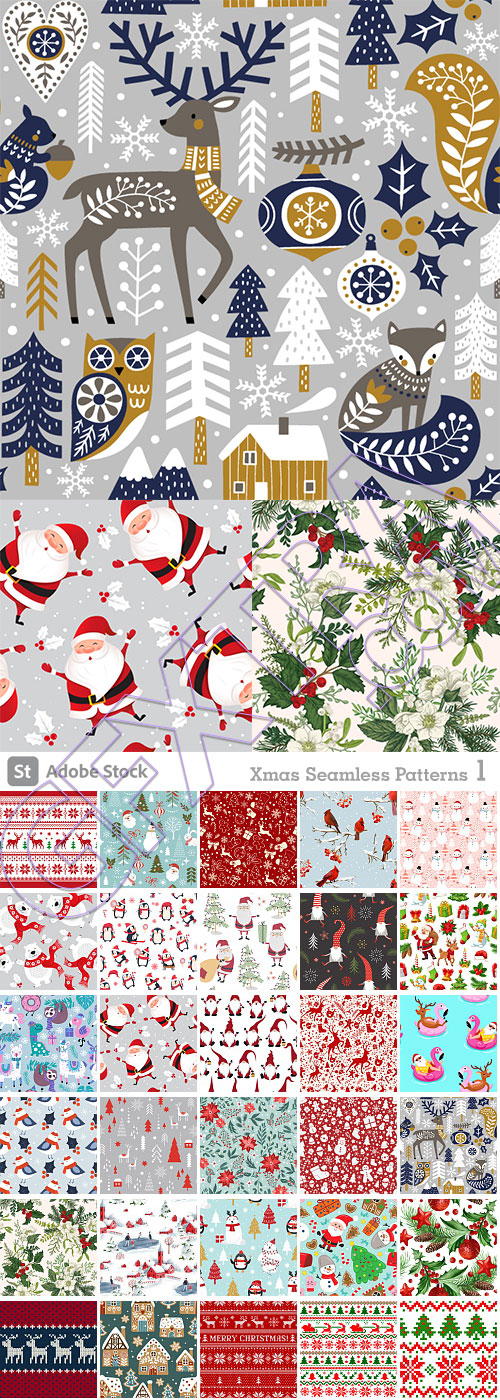 Xmas Seamless Patterns #1, 30xAI Xmas Seamless Patterns #1, 30xAI