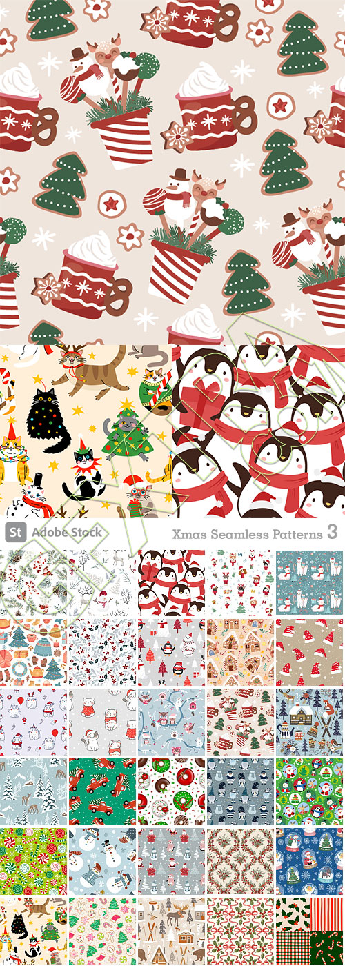 Xmas Seamless Patterns #3, 30xAI Xmas Seamless Patterns #3, 30xAI