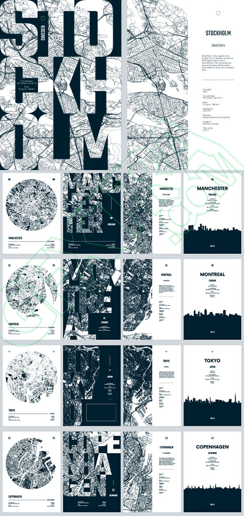 City Map, Silhouette, Skyline Poster Templates #2, 25xAI City Map, Silhouette, Skyline Poster Templates #2, 25xAI