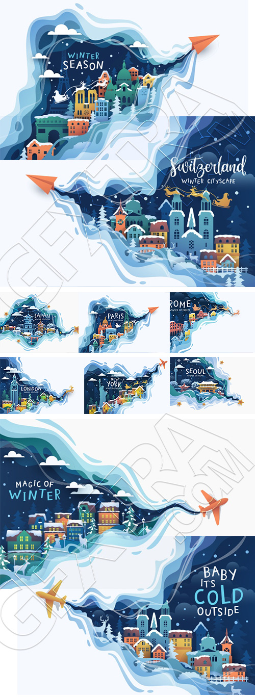 Famous Landmarks Travel Banner in Winter 20xAI Famous Landmarks Travel Banner in Winter 20xAI