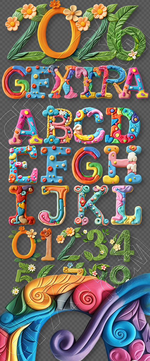 3D Clay Playdough Alphabet & Numbers PNG 3D Clay Playdough Alphabet & Numbers PNG