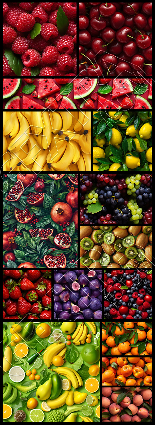 Seamless Fruit Backgrounds 25xJPEG Seamless Fruit Backgrounds 25xJPEG