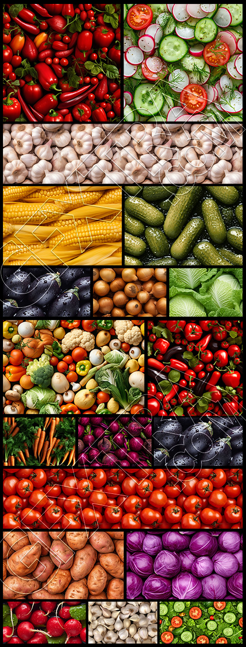 Seamless Vegetable Backgrounds #2, 25xJPEG Seamless Vegetable Backgrounds #2, 25xJPEG