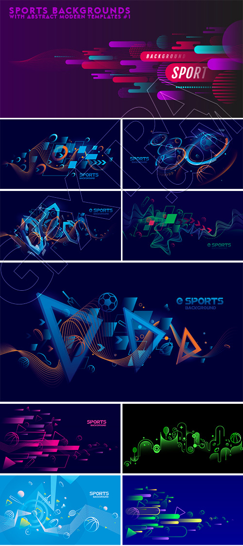 Sports Backgrounds with Abstract Modern Templates #1, 25xAI Sports Backgrounds with Abstract Modern Templates #1, 25xAI