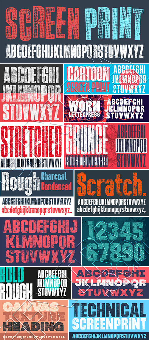 Textured Rough Fonts #2, 25xAI Textured Rough Fonts #2, 25xAI