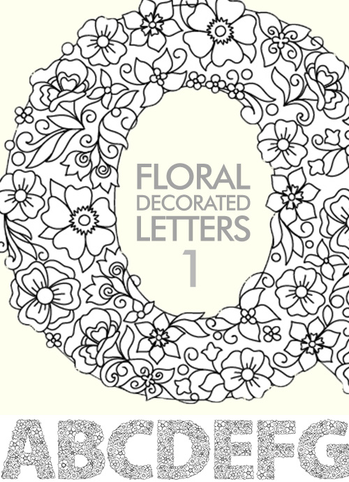 Floral Decorated Letters #1, 26xAI Floral Decorated Letters #1, 26xAI