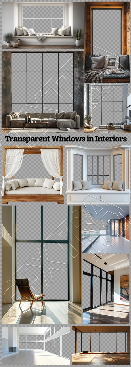 Transparent Windows in Interiors #1, 25xPNG Transparent Windows in Interiors #1, 25xPNG