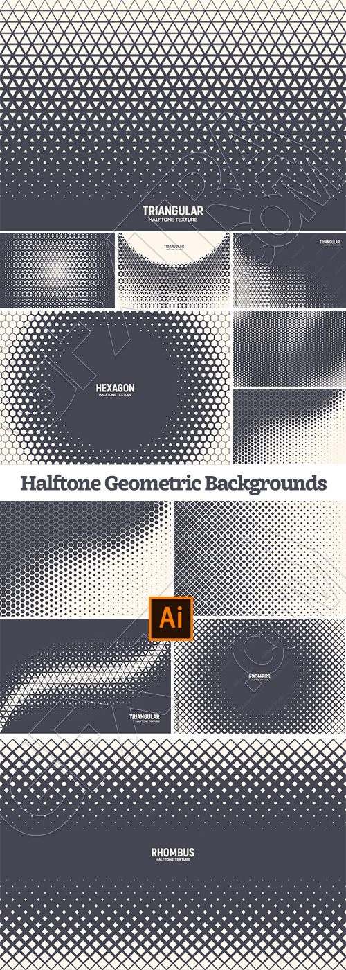 Halftone Geometric Backgrounds 36xAI Halftone Geometric Backgrounds 36xAI