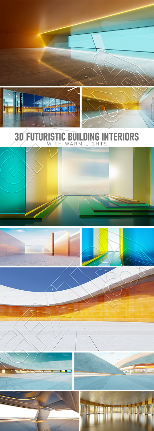 3D Futuristic Building Interiors with Warm Lights 25xJPEG 3D Futuristic Building Interiors with Warm Lights 25xJPEG