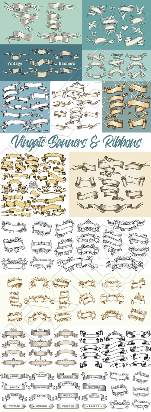 Vintage Banners & Ribbons 26xAI Vintage Banners & Ribbons 26xAI