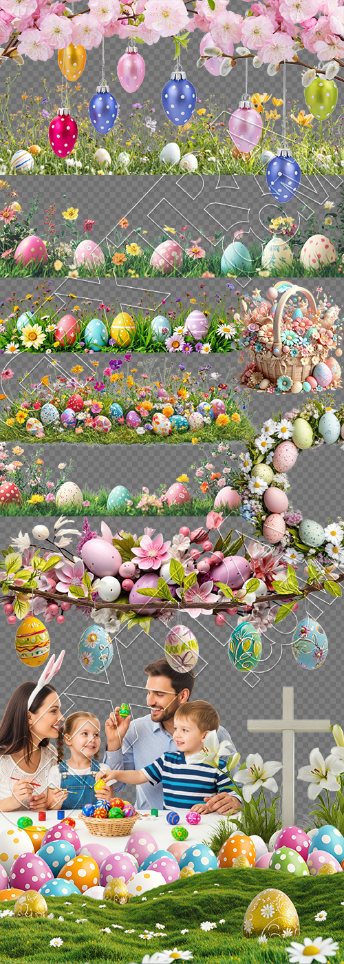 Happy Easter Design Elements #1, 25xPNG Happy Easter Design Elements #1, 25xPNG