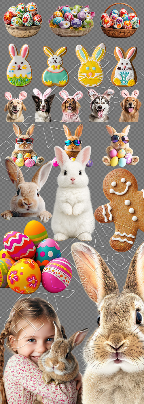 Happy Easter Design Elements #2, 25xPNG Happy Easter Design Elements #2, 25xPNG