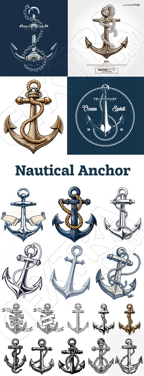 Nautical Anchors - Vintage & Tattoo Style 30xAI Nautical Anchors - Vintage & Tattoo Style 30xAI