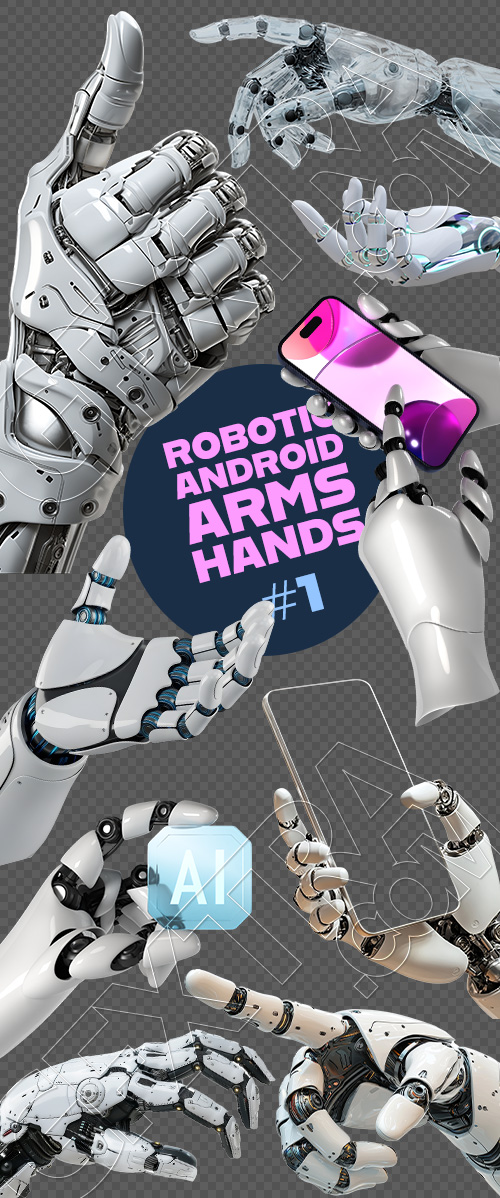 Robotic Android Arms & Hands #1, 37xPNG Robotic Android Arms & Hands #1, 37xPNG