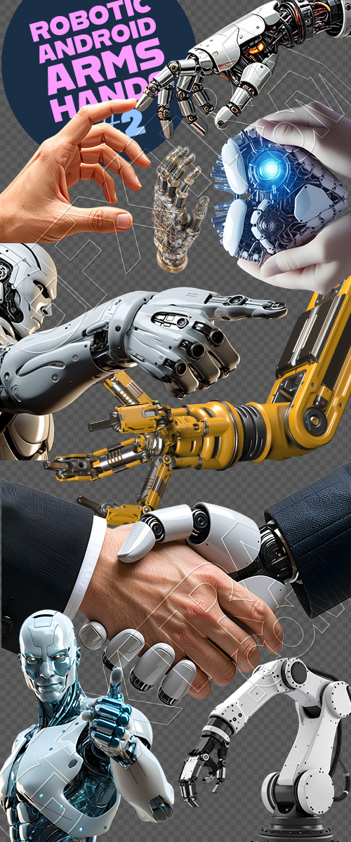 Robotic Android Arms & Hands #2, 34xPNG Robotic Android Arms & Hands #2, 34xPNG