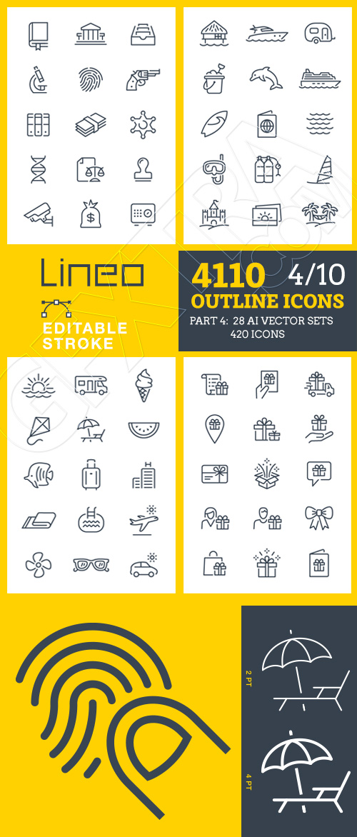 Lineo Editable Stroke 4110 Outline Icons #4, 28xAI Lineo Editable Stroke 4110 Outline Icons #4, 28xAI