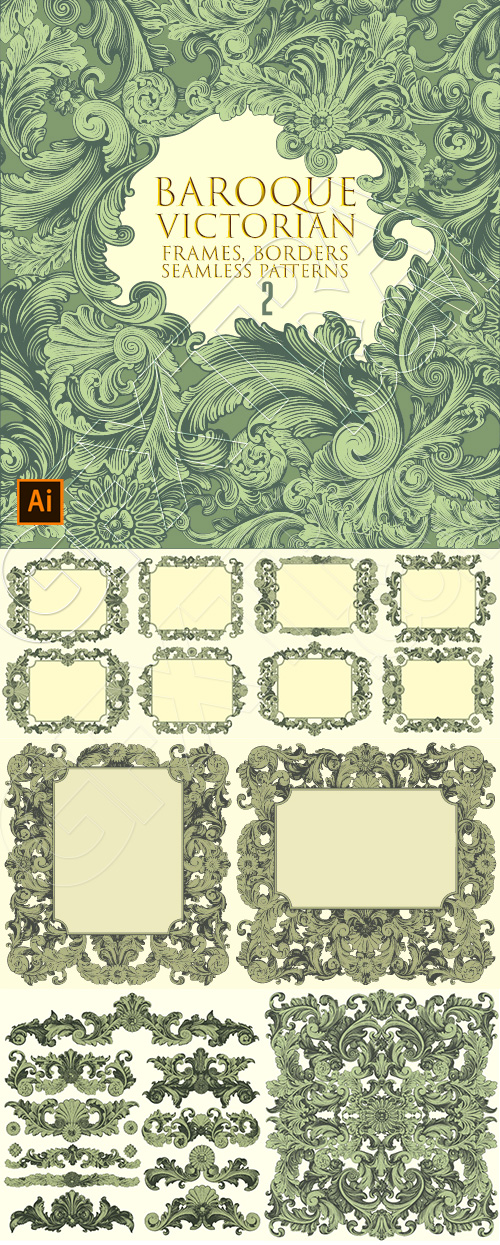 Baroque Victorian Frames, Borders & Patterns #2, 25xAI Baroque Victorian Frames, Borders & Patterns #2, 25xAI