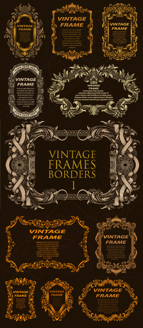 Vintage Frames & Borders #1, 33xAI Vintage Frames & Borders #1, 33xAI