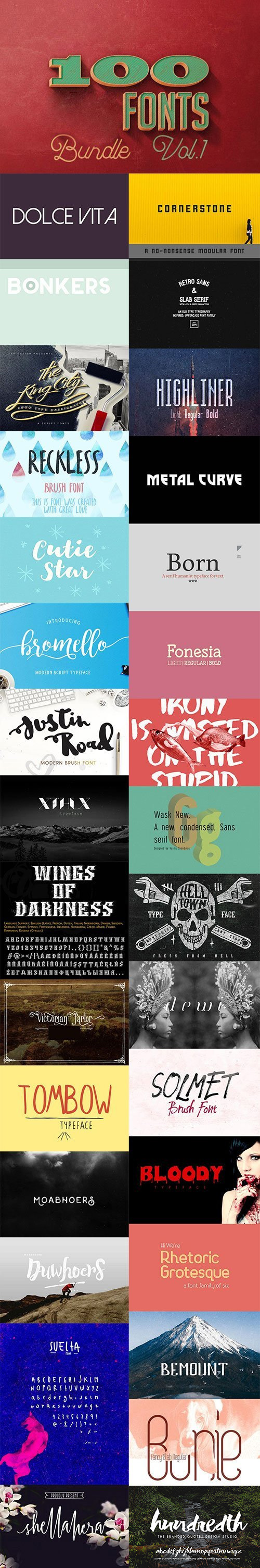 100 Fonts Bundle Vol.1 100 Fonts Bundle Vol.1