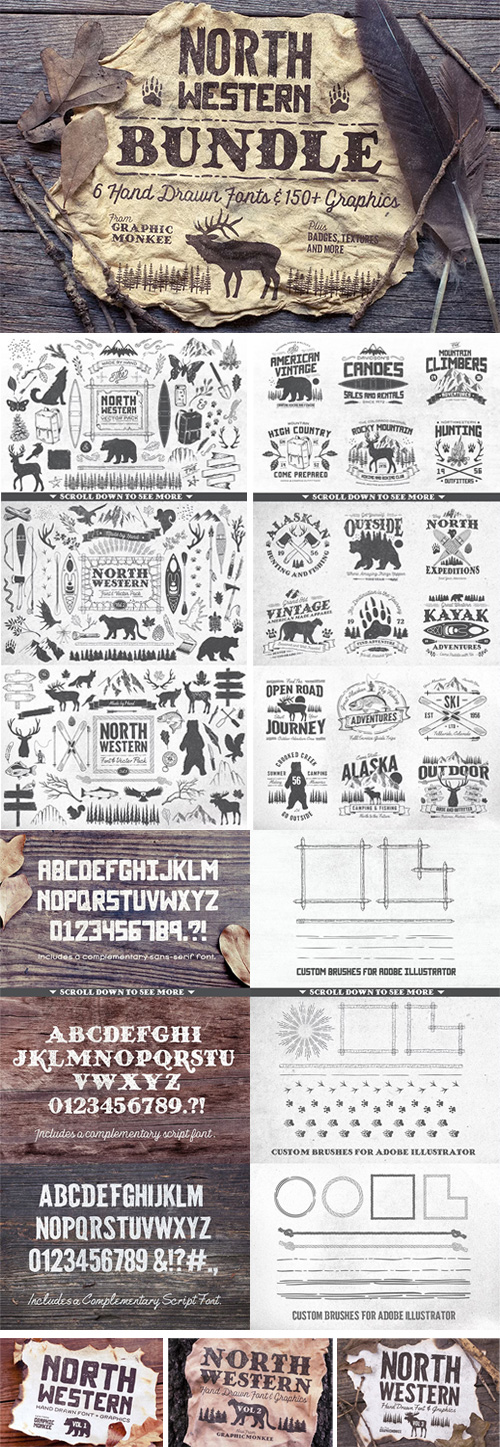 North Western Font + Vectors BUNDLE 296545 North Western Font + Vectors BUNDLE 296545