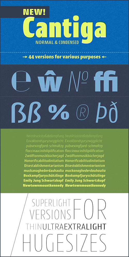 Cantiga Font Family with Condensed Types 44xOTF Cantiga Font Family with Condensed Types 44xOTF