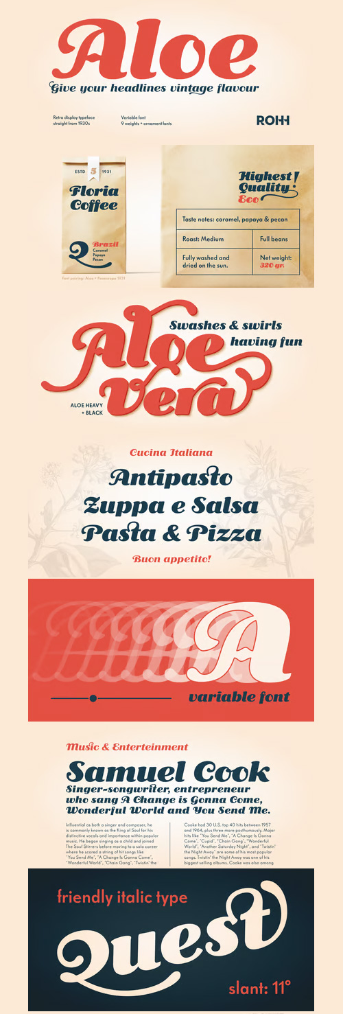 Aloe - 1930's Display Font Family 18xOTF Aloe - 1930's Display Font Family 18xOTF